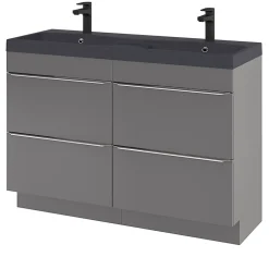 GoodHome Plan double vasque noir Mila 120 cm