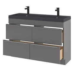 GoodHome Plan double vasque noir Mila 120 cm