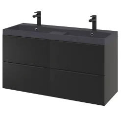 GoodHome Plan double vasque noir Mila 120 cm