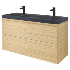 GoodHome Plan double vasque noir Mila 120 cm