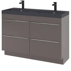 GoodHome Plan double vasque noir Mila 120 cm