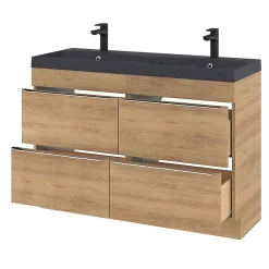 GoodHome Plan double vasque noir Mila 120 cm