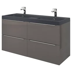 GoodHome Plan double vasque noir Mila 120 cm
