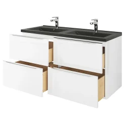 Plan Double Vasque|GoodHome Plan double vasque noir Nira 120 cm