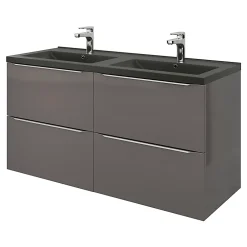 Plan Double Vasque|GoodHome Plan double vasque noir Nira 120 cm