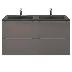 Plan Double Vasque|GoodHome Plan double vasque noir Nira 120 cm