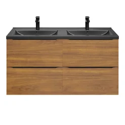 Plan Double Vasque|GoodHome Plan double vasque noir Nira 120 cm