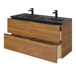 Plan Double Vasque|GoodHome Plan double vasque noir Nira 120 cm