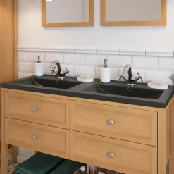 Plan Double Vasque|GoodHome Plan double vasque noir Nira 120 cm