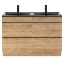 Plan Double Vasque|GoodHome Plan double vasque noir Nira 120 cm