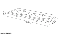 Plan Double Vasque|GoodHome Plan double vasque noir Nira 120 cm