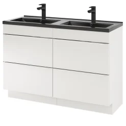 Plan Double Vasque|GoodHome Plan double vasque noir Nira 120 cm