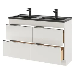 Plan Double Vasque|GoodHome Plan double vasque noir Nira 120 cm