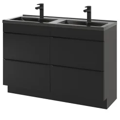 Plan Double Vasque|GoodHome Plan double vasque noir Nira 120 cm