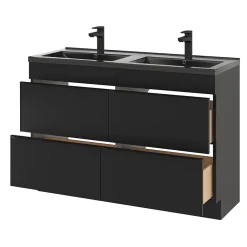 Plan Double Vasque|GoodHome Plan double vasque noir Nira 120 cm