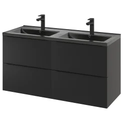 Plan Double Vasque|GoodHome Plan double vasque noir Nira 120 cm