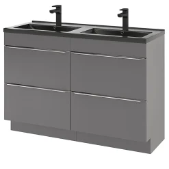 Plan Double Vasque|GoodHome Plan double vasque noir Nira 120 cm