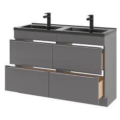Plan Double Vasque|GoodHome Plan double vasque noir Nira 120 cm