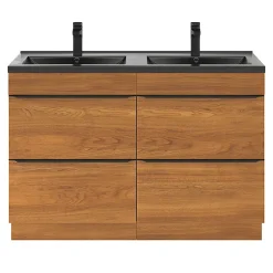 Plan Double Vasque|GoodHome Plan double vasque noir Nira 120 cm