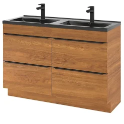 Plan Double Vasque|GoodHome Plan double vasque noir Nira 120 cm