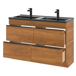 Plan Double Vasque|GoodHome Plan double vasque noir Nira 120 cm
