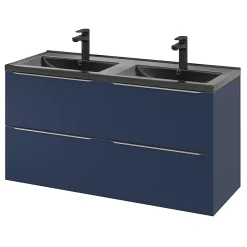 Plan Double Vasque|GoodHome Plan double vasque noir Nira 120 cm