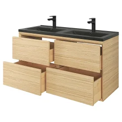 Plan Double Vasque|GoodHome Plan double vasque noir Nira 120 cm