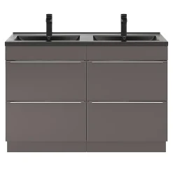 Plan Double Vasque|GoodHome Plan double vasque noir Nira 120 cm