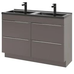 Plan Double Vasque|GoodHome Plan double vasque noir Nira 120 cm