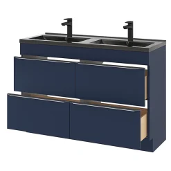 Plan Double Vasque|GoodHome Plan double vasque noir Nira 120 cm