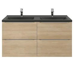 Plan Double Vasque|GoodHome Plan double vasque noir Nira 120 cm