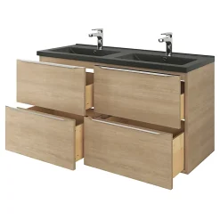 Plan Double Vasque|GoodHome Plan double vasque noir Nira 120 cm