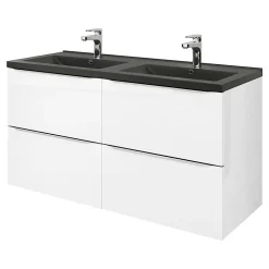 Plan Double Vasque|GoodHome Plan double vasque noir Nira 120 cm
