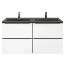 Plan Double Vasque|GoodHome Plan double vasque noir Nira 120 cm