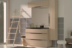 Plan double vasque noir mat en résine l.120 cm, Pamili
