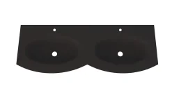 Plan Double Vasque| Plan double vasque verre noir mat Vague 138 cm