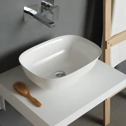 Plan De Travail Salle De Bains|Kiamami Valentina Plan Pour Lavabo À Poser 60X50 Cm Blanc Brossé - Valentina