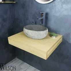 Meuble Sous Lavabo|Wilson Plan salle de bain suspendu 60 cm Chêne naturel - Monica