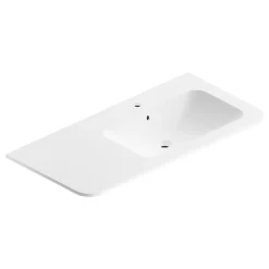 Plan simple vasque à droite à encastrer résine blanc mat l.106 cm, Alba