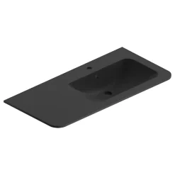 Plan simple vasque à droite à encastrer résine noir mat Alba 106 cm
