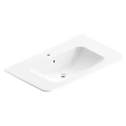 Plan simple vasque à encastrer l.86 cm résine blanc brillant, Alba