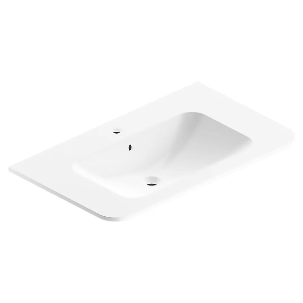 Plan simple vasque à encastrer l.86 cm résine blanc brillant, Alba