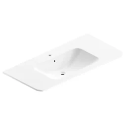 Plan Simple Vasque| Plan simple vasque à encastrer résine blanc brillant Alba version centre 106 cm