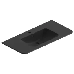 Plan simple vasque à encastrer résine noir mat Alba version centre 106 cm