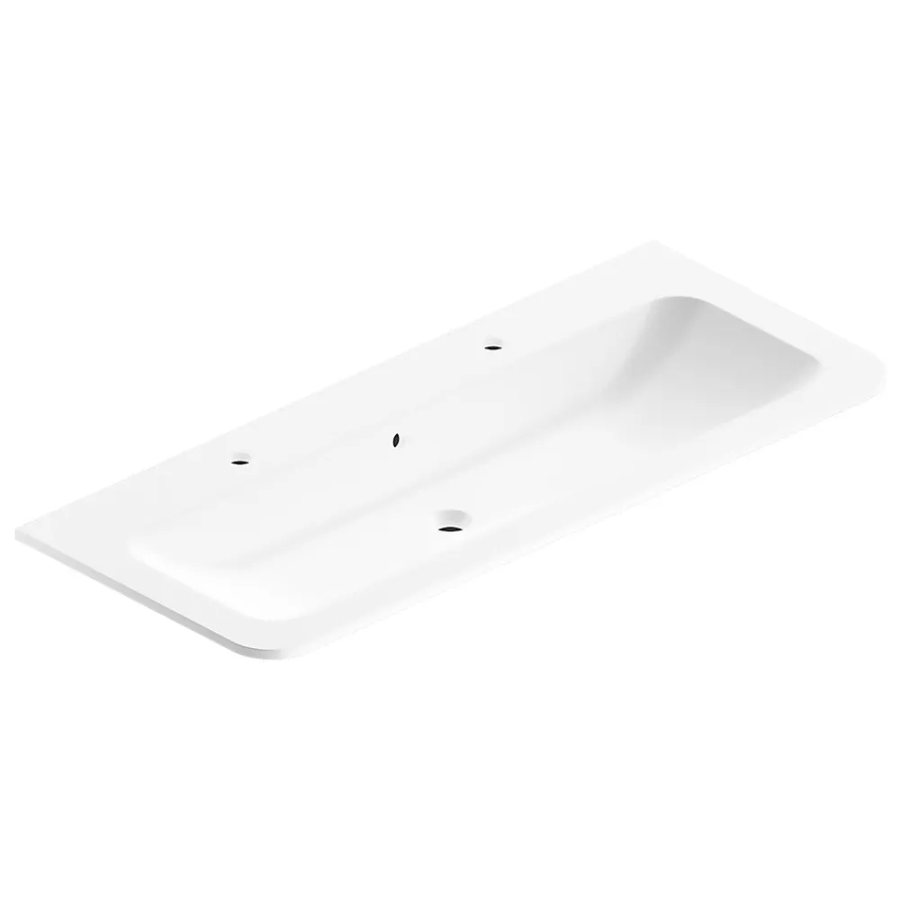 Plan simple vasque à encastrer résine blanc brillant Alba 121 cm