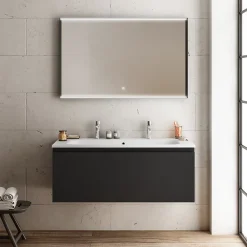 Plan Double Vasque|Ipiemme SRL Plan simple vasque blanc en résine l.120 cm pour 2 robinets, Pura+