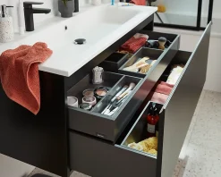 Plan Double Vasque|Ipiemme SRL Plan simple vasque blanc mat en résine 120 cm pour 2 robinets, Pura+