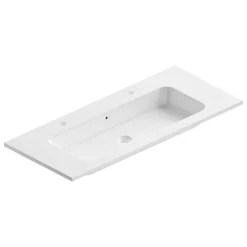 Ipiemme SRL Plan simple vasque en céramique blanc l.120 cm pour 2 robinets, Pura+