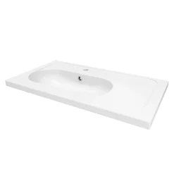 GoodHome Plan simple vasque l.80,6 x H.12,3 x P.45,2 cm, en céramique blanche, levanna
