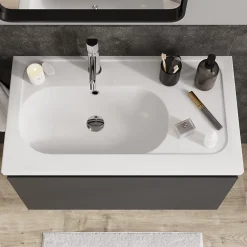 GoodHome Plan simple vasque l.80,6 x H.12,3 x P.45,2 cm, en céramique blanche, levanna